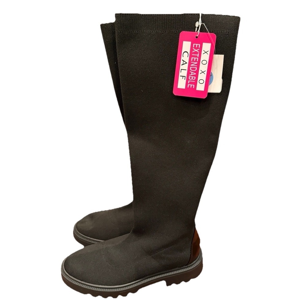 XOXO Womens Boots Tall Black Size 7 1/2 Extendable Calf New With Tags